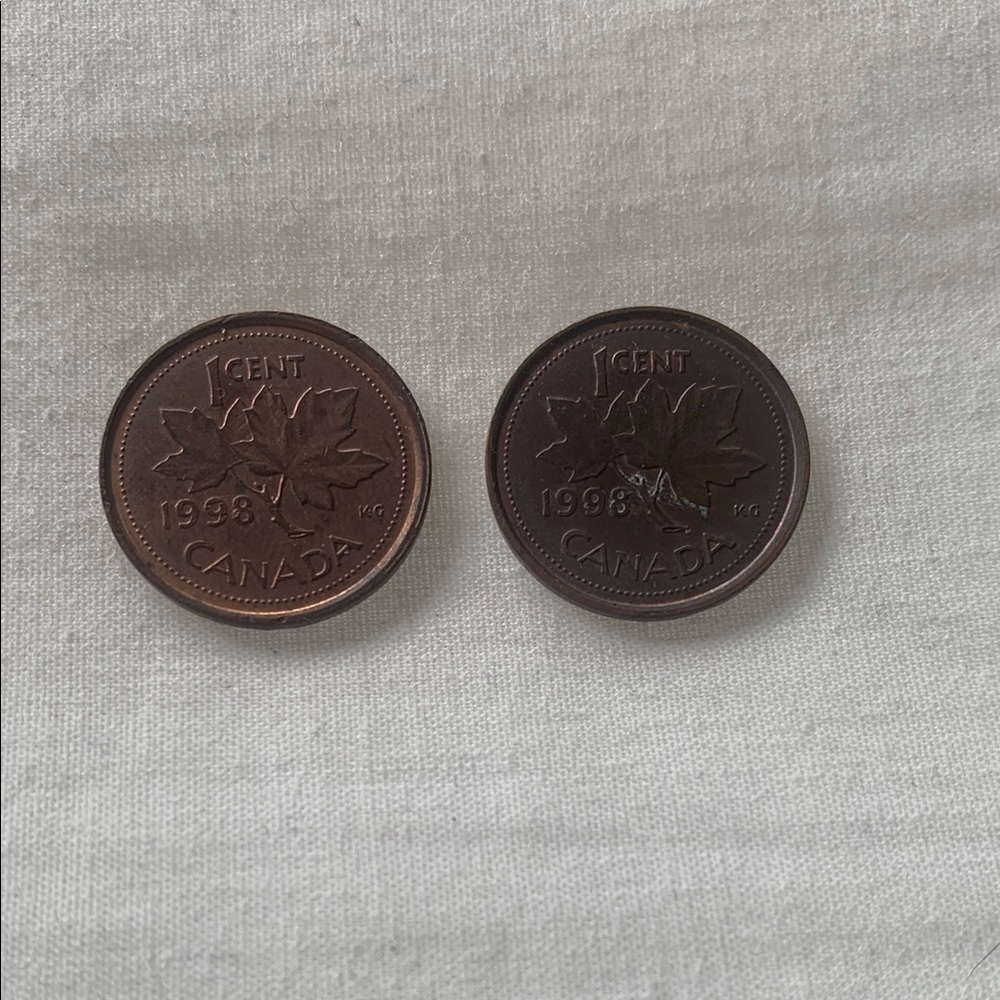 Two 1998 Canadian Pennies